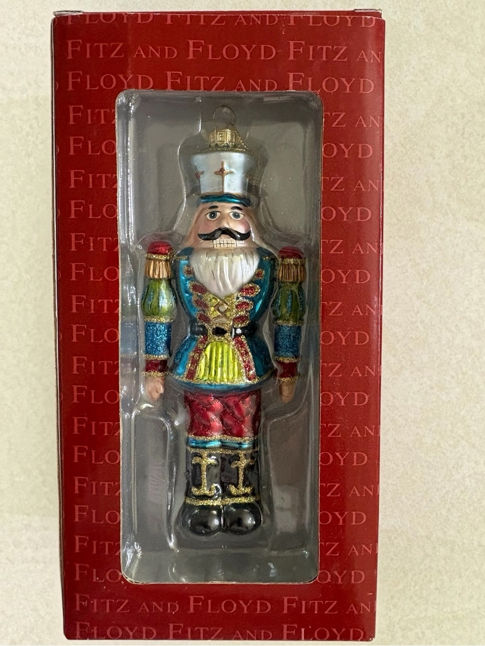 Fitz and Floyd 2004 Glass
Nutcracker Prince Christmas Ornament 8’’ NIB Vintage